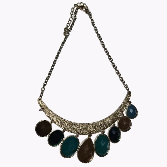 African Inspired Gold Tone Chunky Stone Dangle Bib Statement Necklace Jewelry - Picture 1 of 6